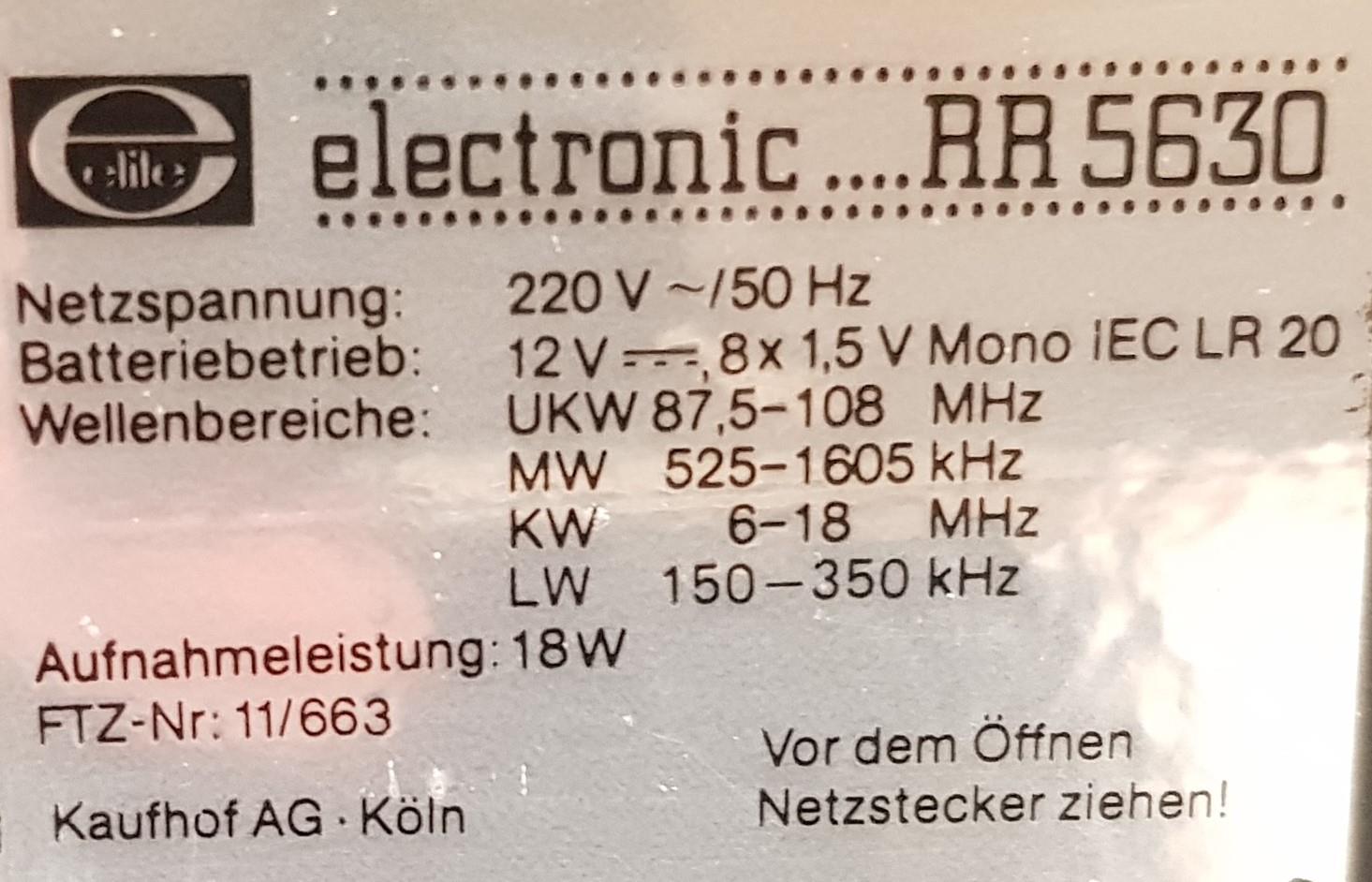 Elite Electronic RR-5630